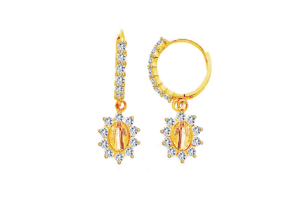 Two Tone Plated CZ Saint Jude Earring